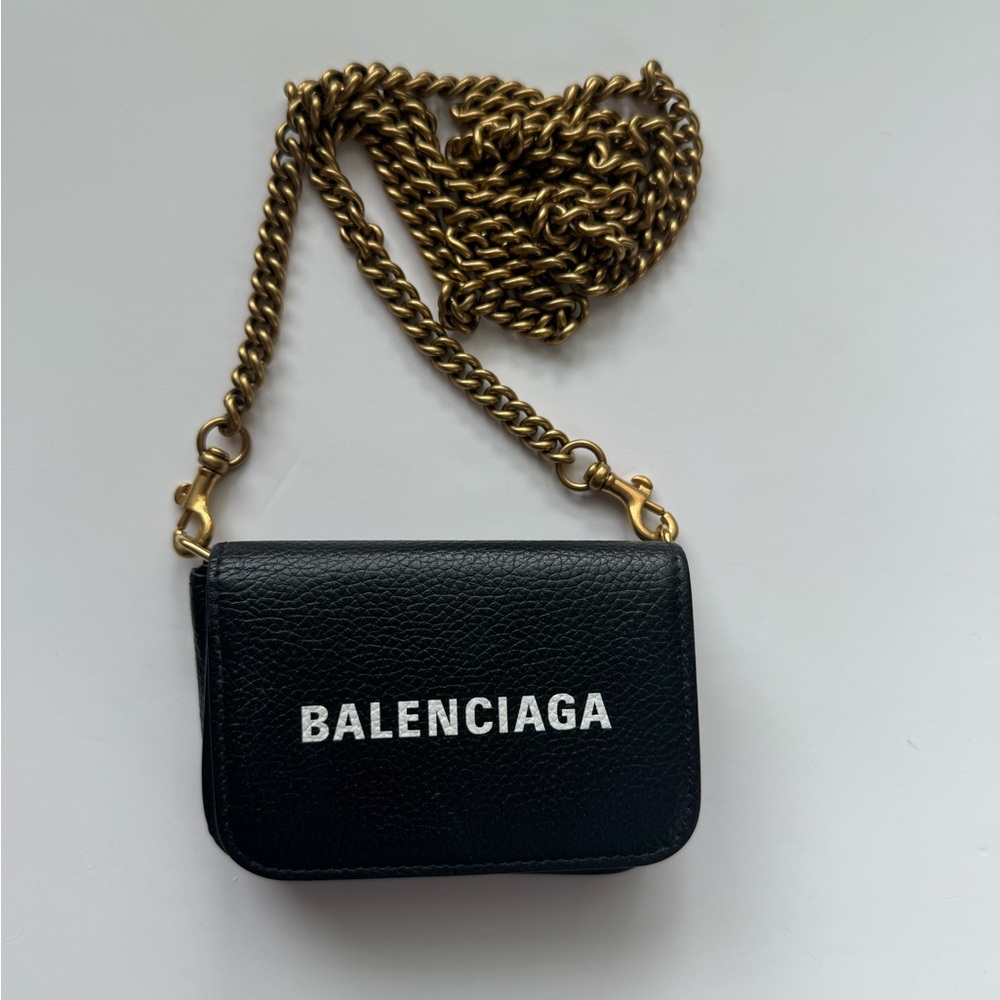 Balenciaga Black Mini Bag with Gold Chain